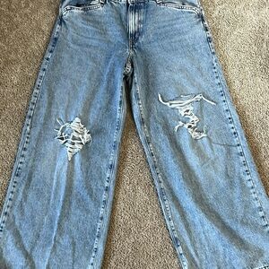 Distressed Blue Jeans